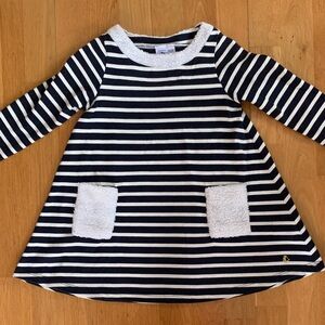 Petit Bateau Striped Navy and White Girls Dress. Size 5.
